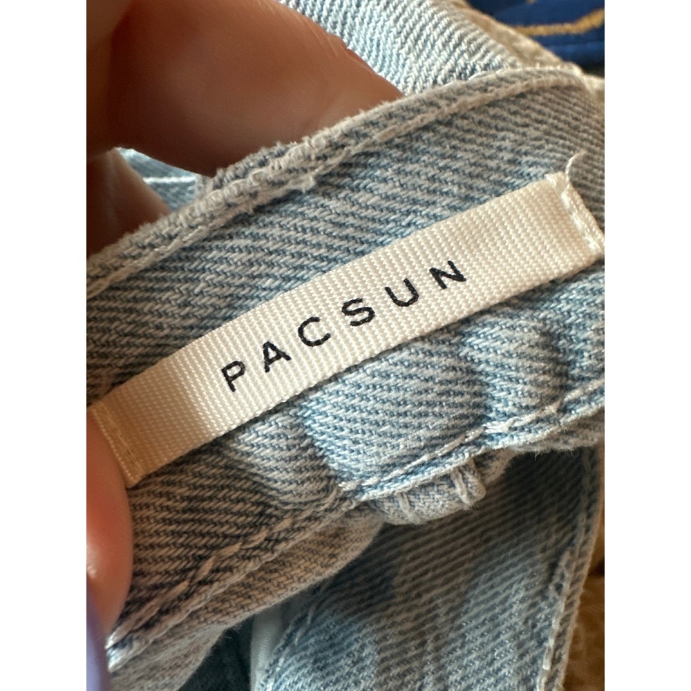 PacSun | NWT Eco High Waisted Light Blue Wash Straight Leg Denim V-Dip Jeans, 27 - Picture 6 of 9